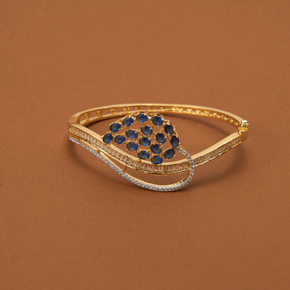 436993 Cubic Zirconia Classic Kada With 2 Tone Plating-Blue