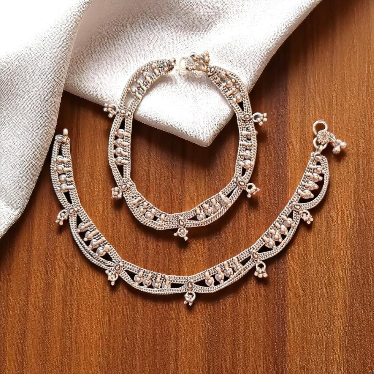 91999-ANO Classic Anklet With Oxidized Plating-Design 3