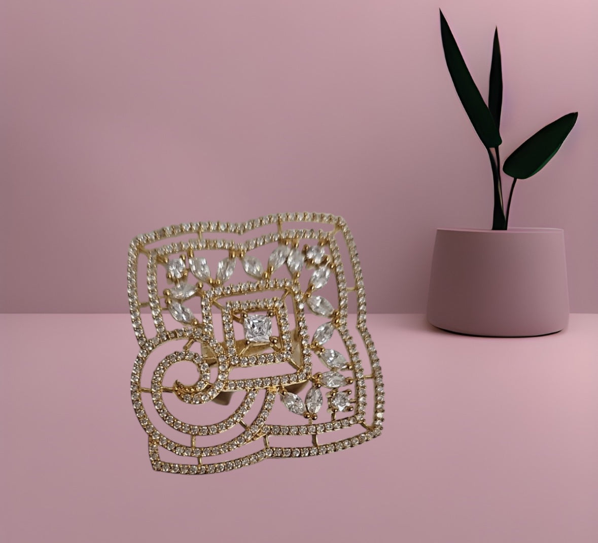 40173 Cz Adjustable Ring 2 Tone