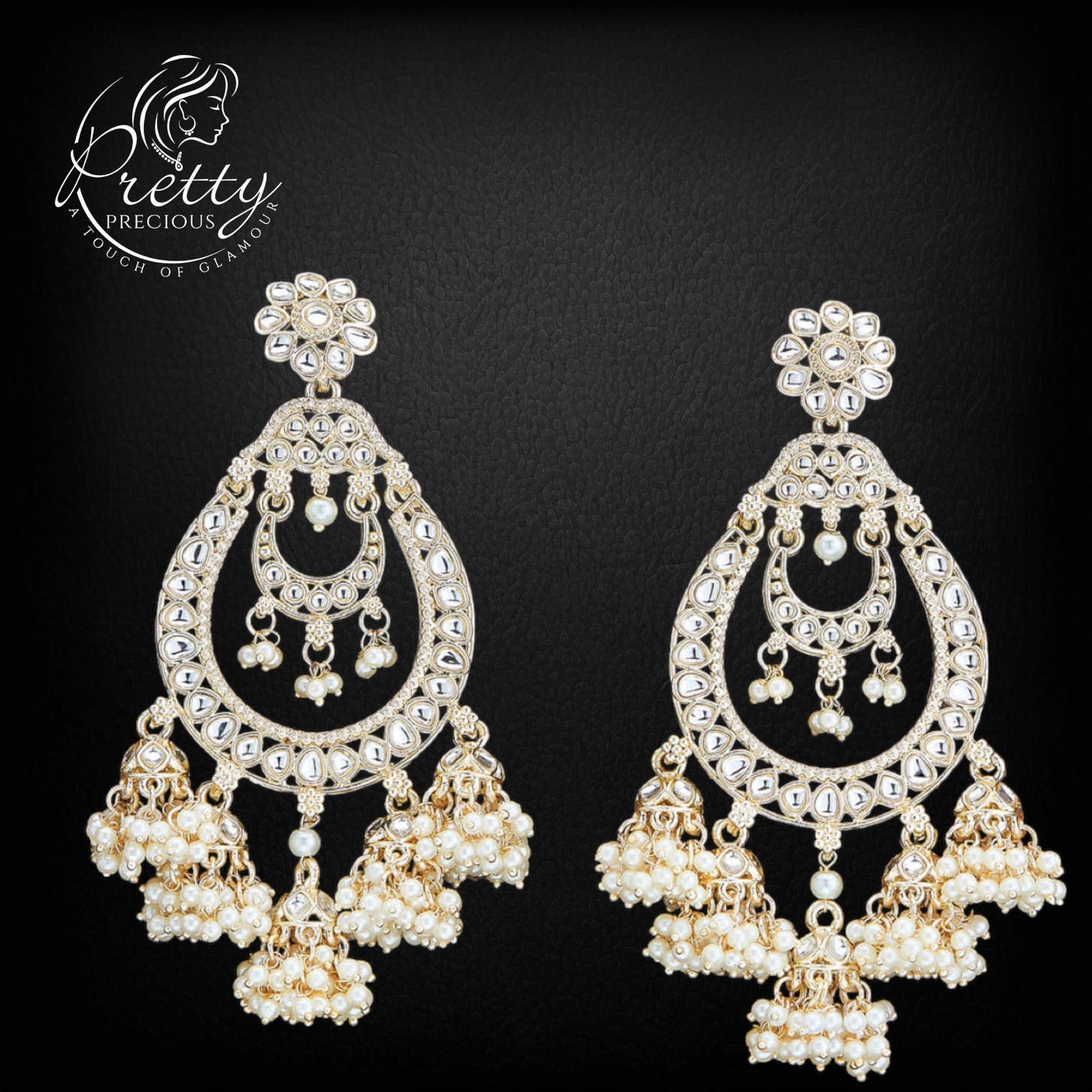 110723 Indo Western Moti Earring With Gold Plating-White