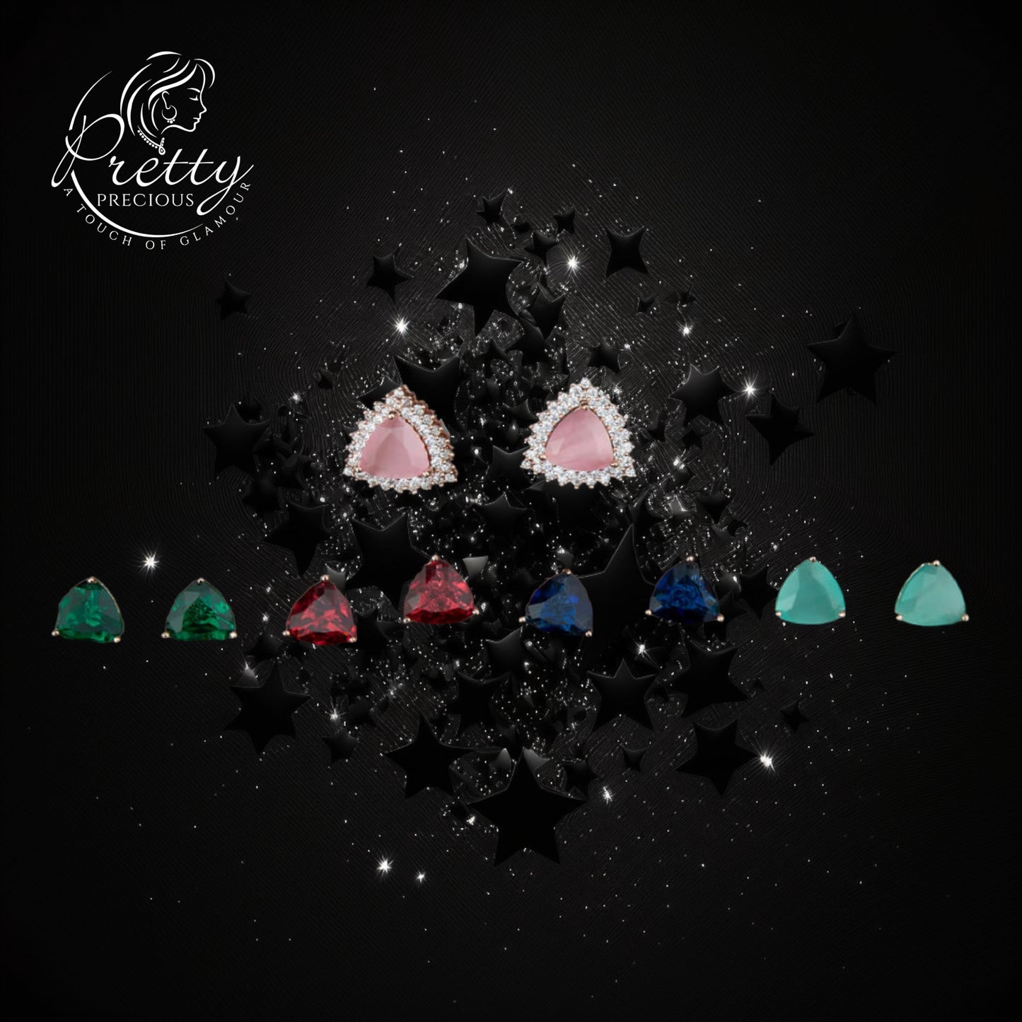 420969 Cz Changeable Stone Earring With Rose Gold Plating