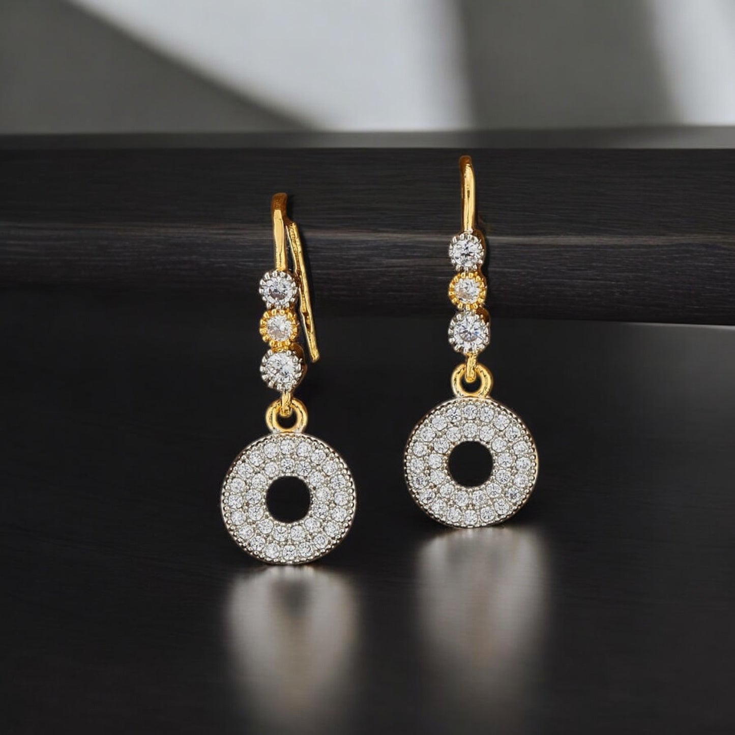 417620 CZ Earring With 2 Tone Plating