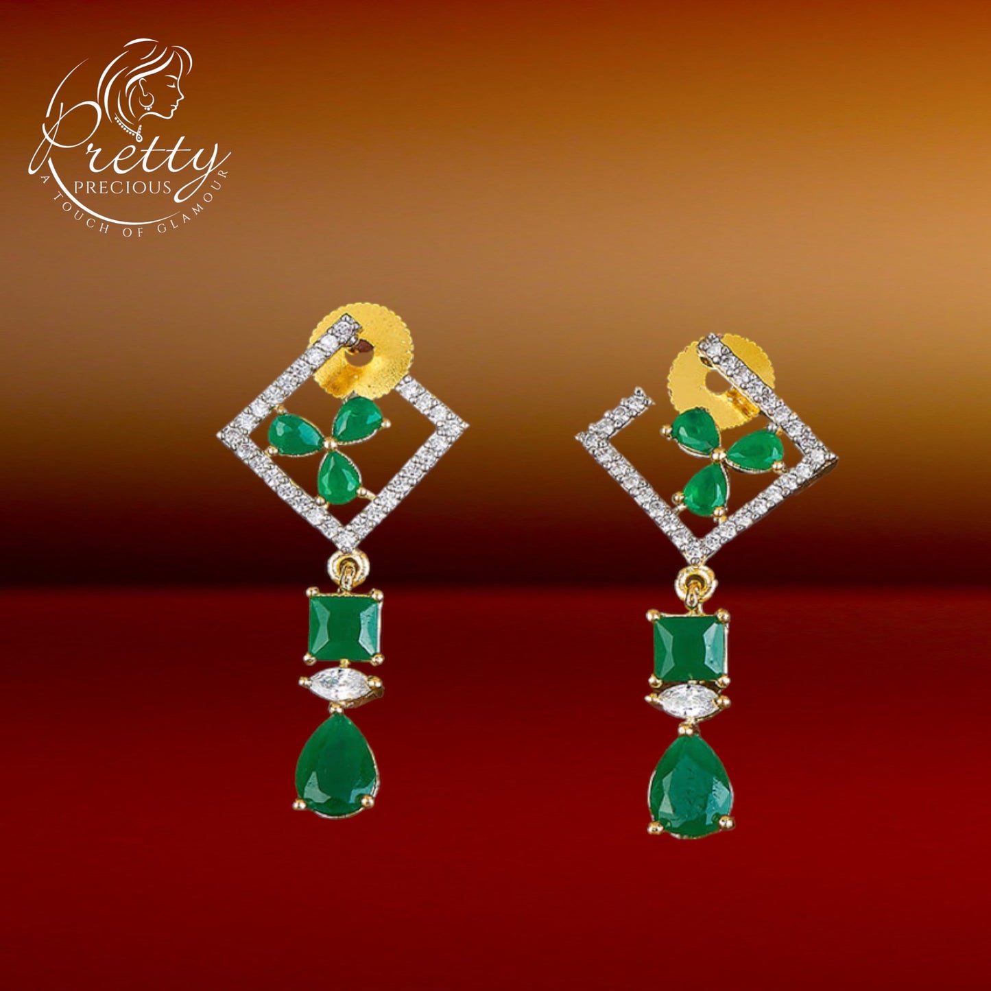 428555 Cz Classic Earring With 2 Tone Plating