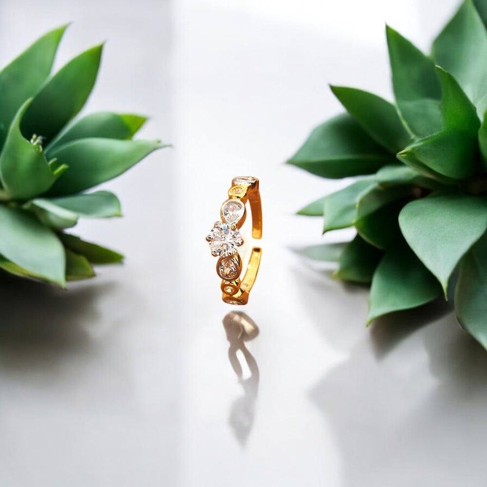 433760 Cz Adjustable Ring Two Tone