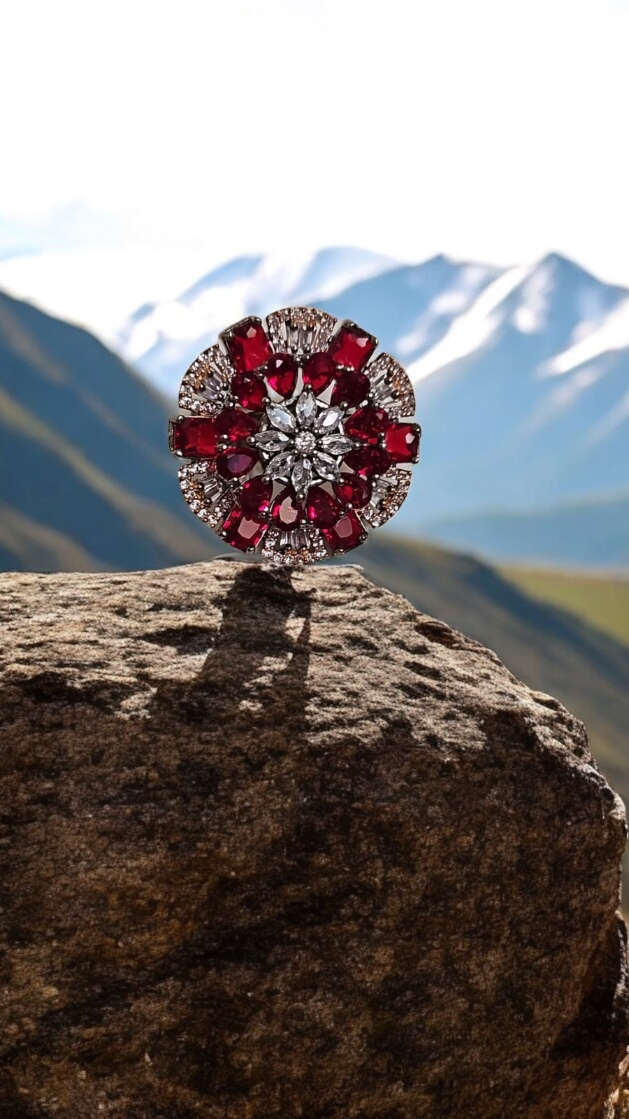 40195 Cz Adjustable Ring Ruby