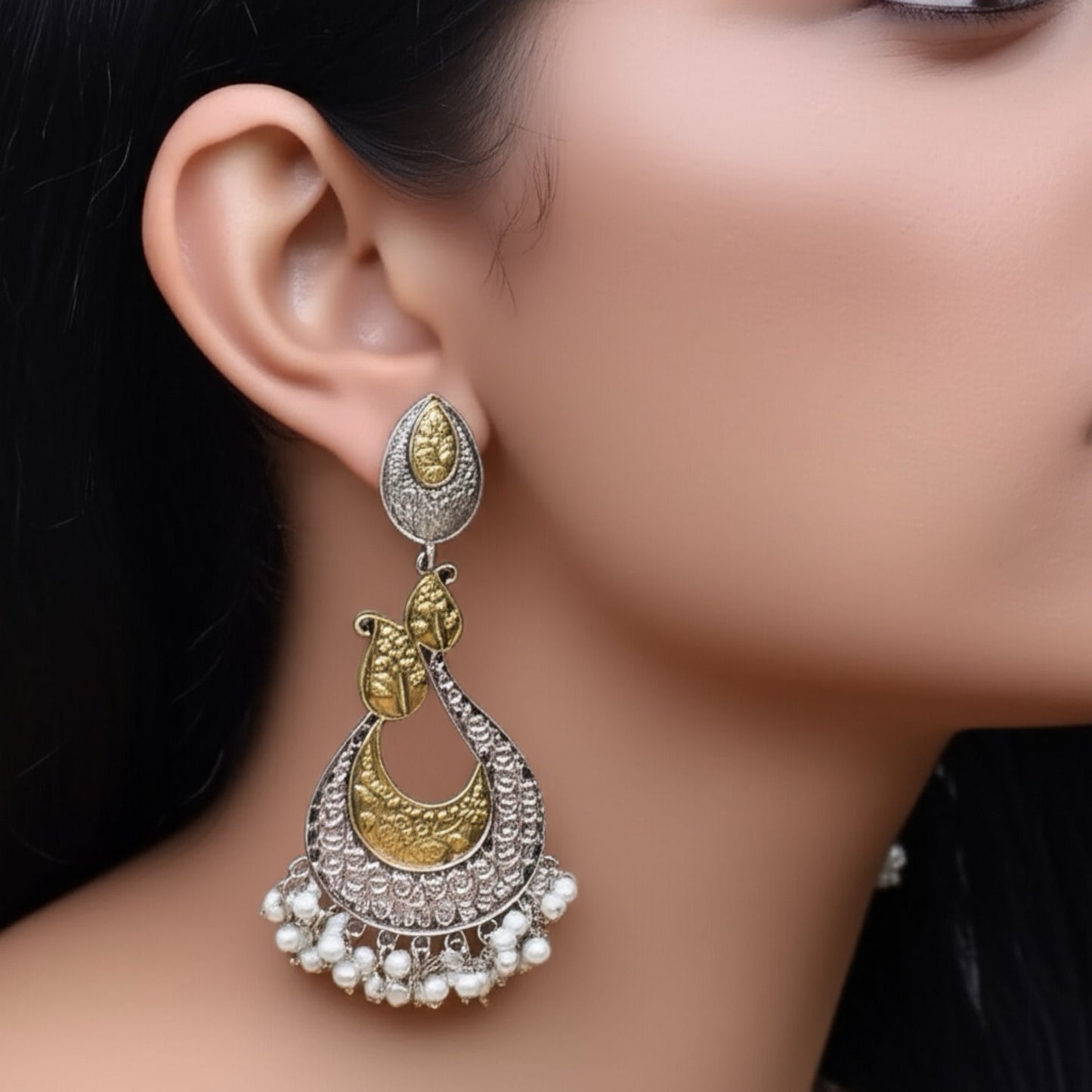 808675 Pretty Precious Fashion Oxidised Silver Stylish Party Wear Earrings for Women and Girls