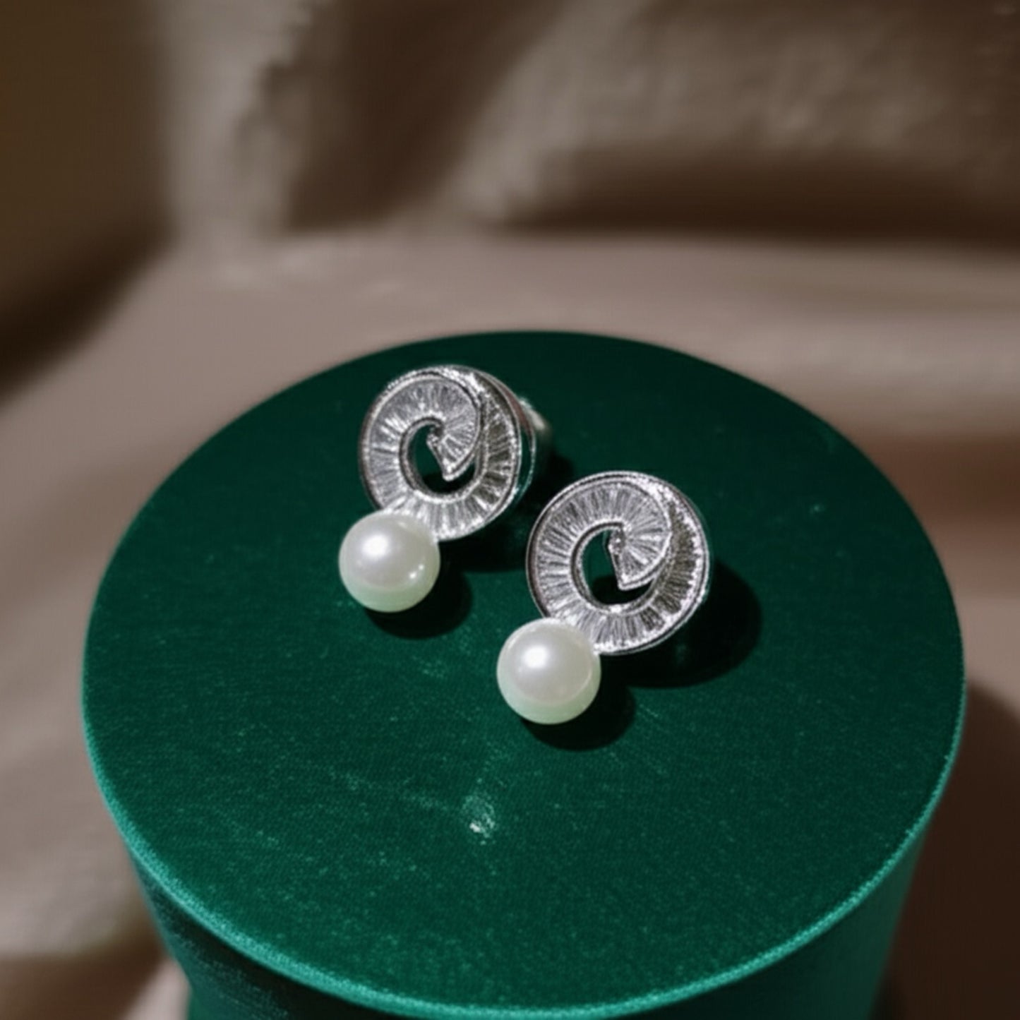 92859ER Cz Pearl Tops With Rhodium Plating