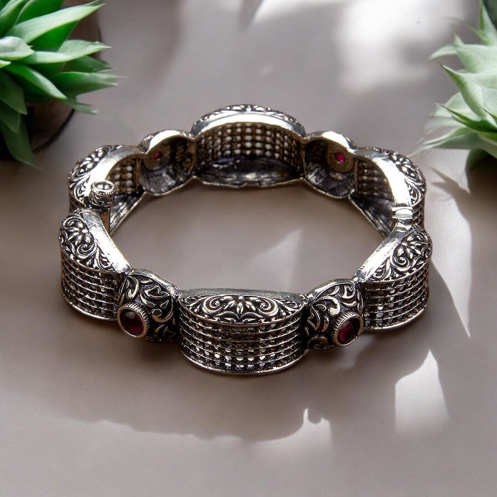 806923 Classic Kada With Oxidized Plating - Ruby