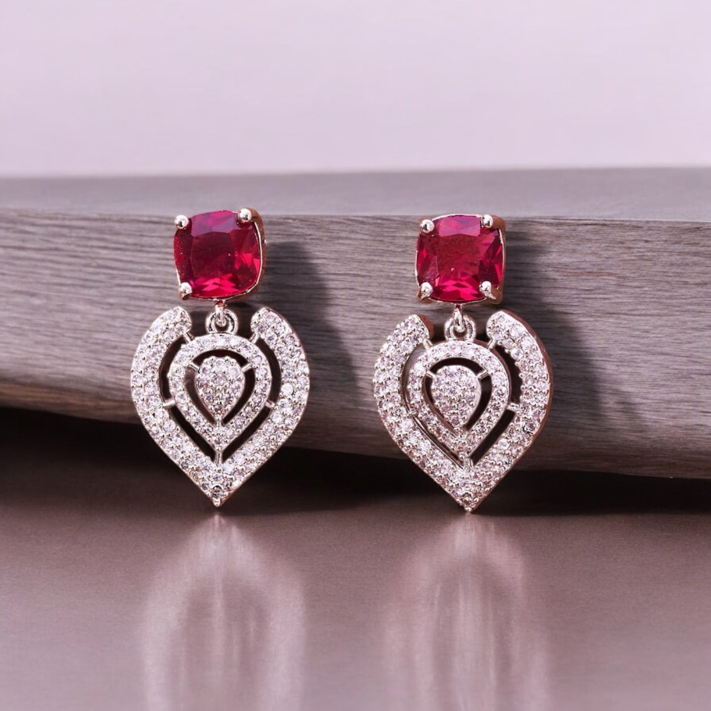 433228 CZ Earring With Rhodium Plating-Rani