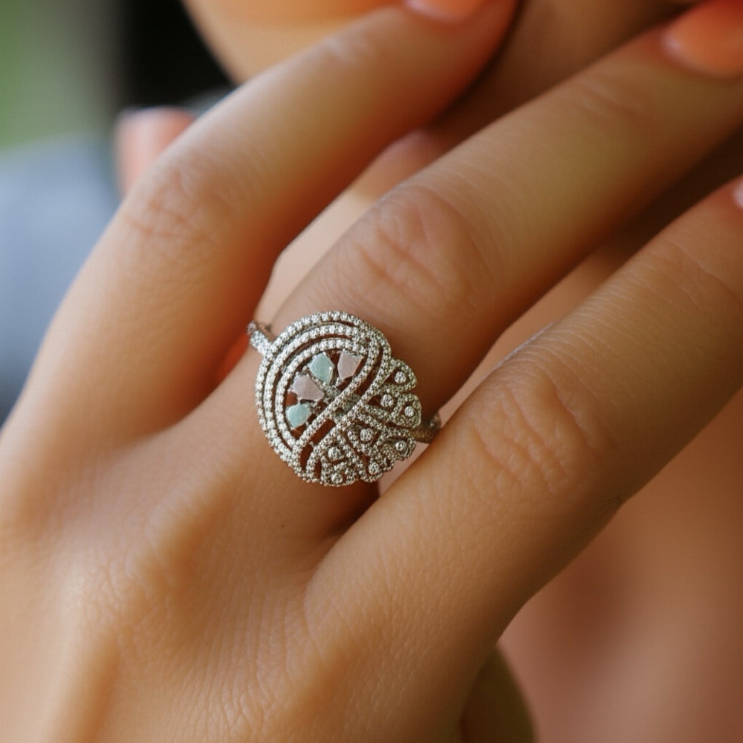 436624  Cz Adjustable Ring Multicolor