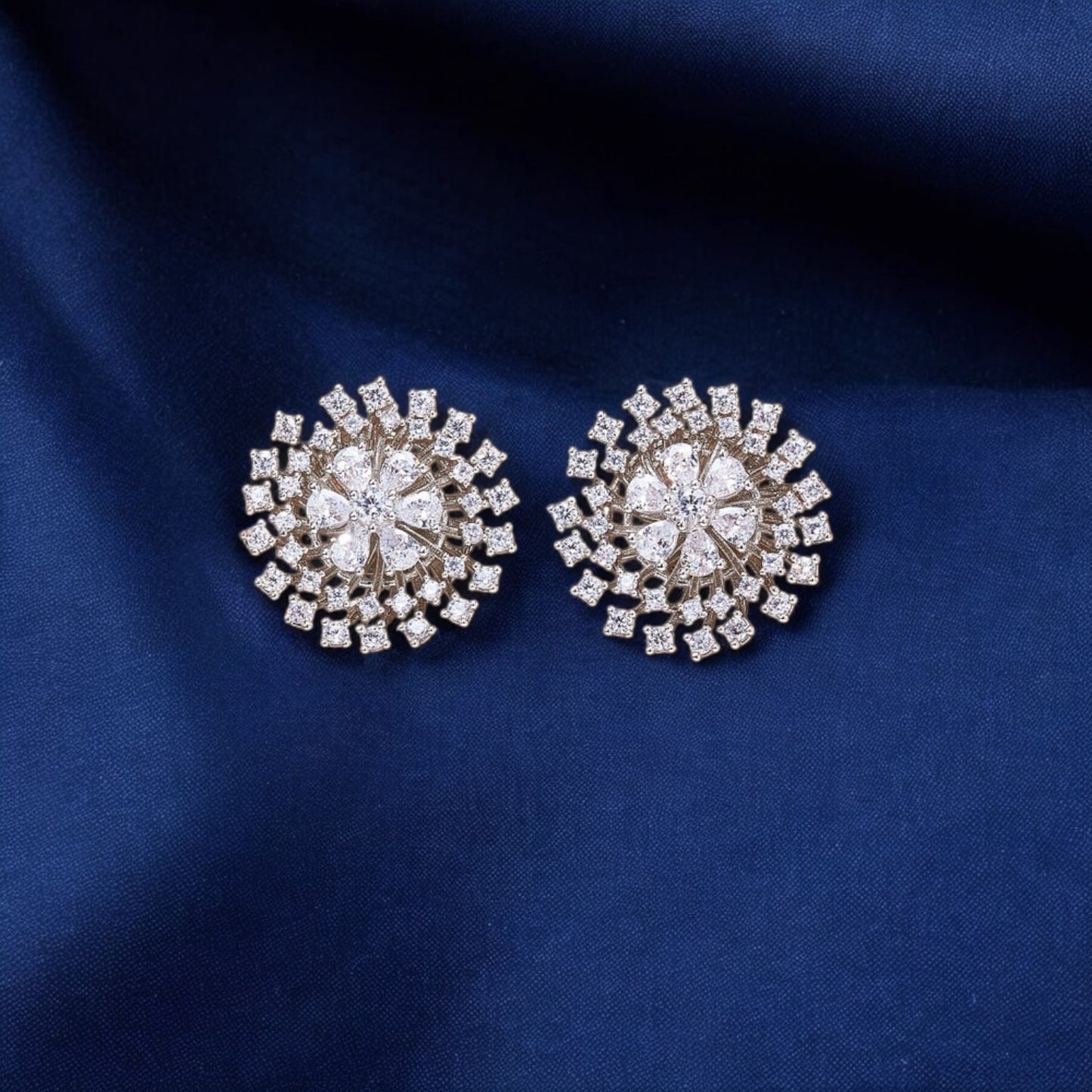 435874 CZ Tops With Rhodium 2 Tone Plating