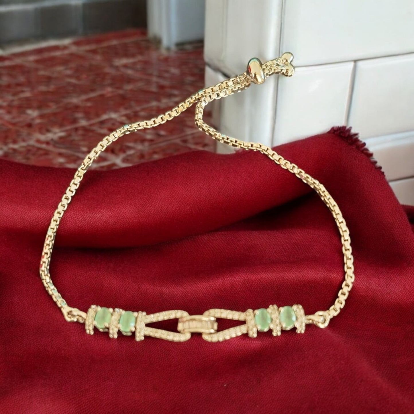 91409-BR Adjustable Bracelet With Rhodium Plating-Mint