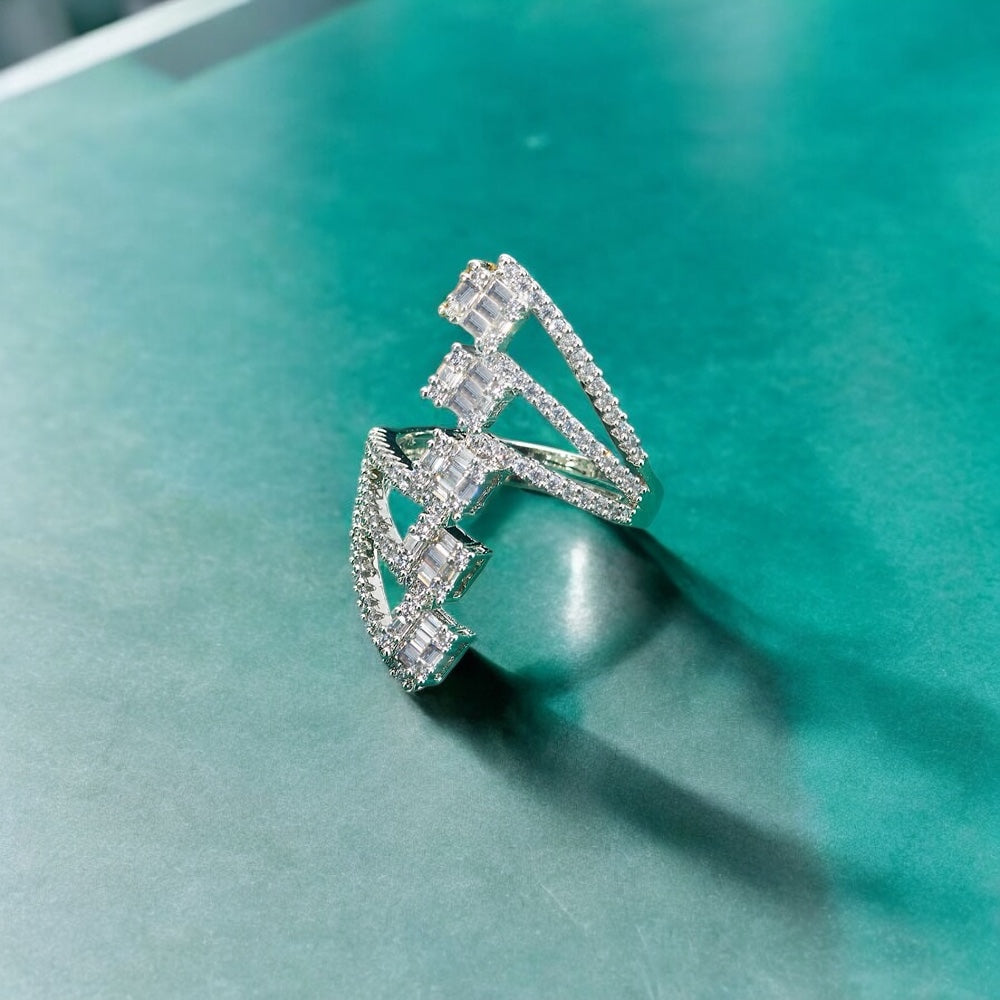 436488 Cz Adjustable Ring Silver