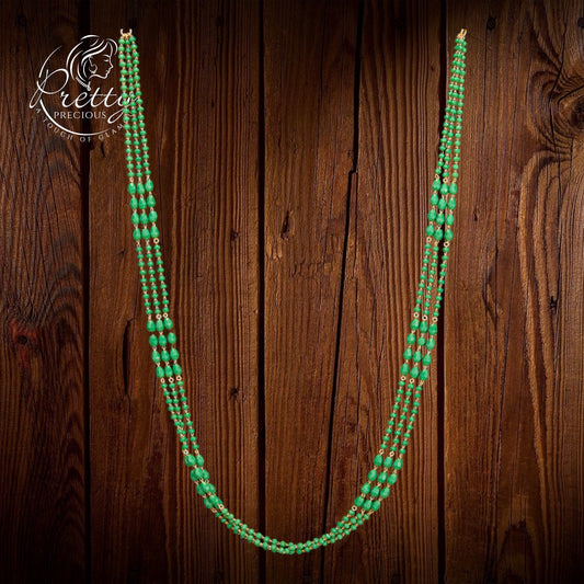 429689 Cubic Zirconia 3 Line Necklace With Gold Plating-Green