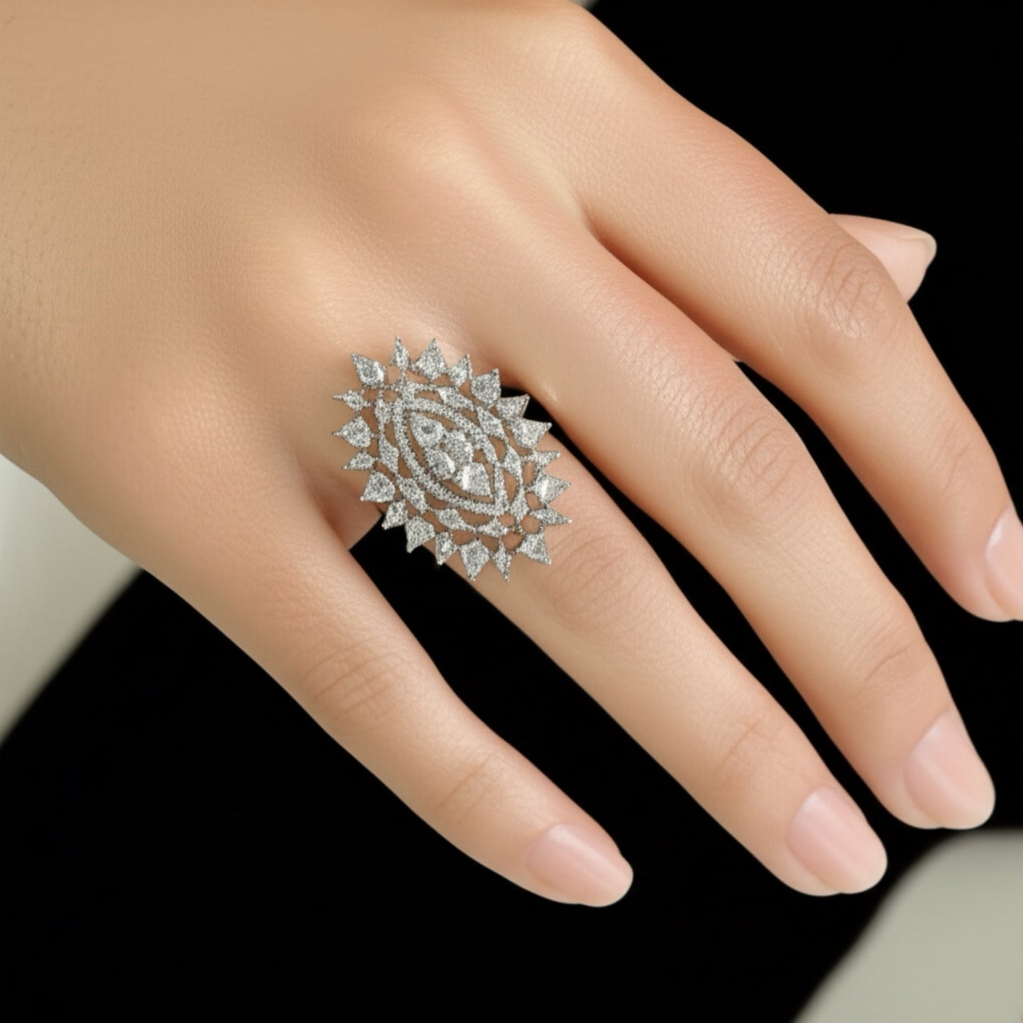 435364 Cz Adjustable Ring Silver