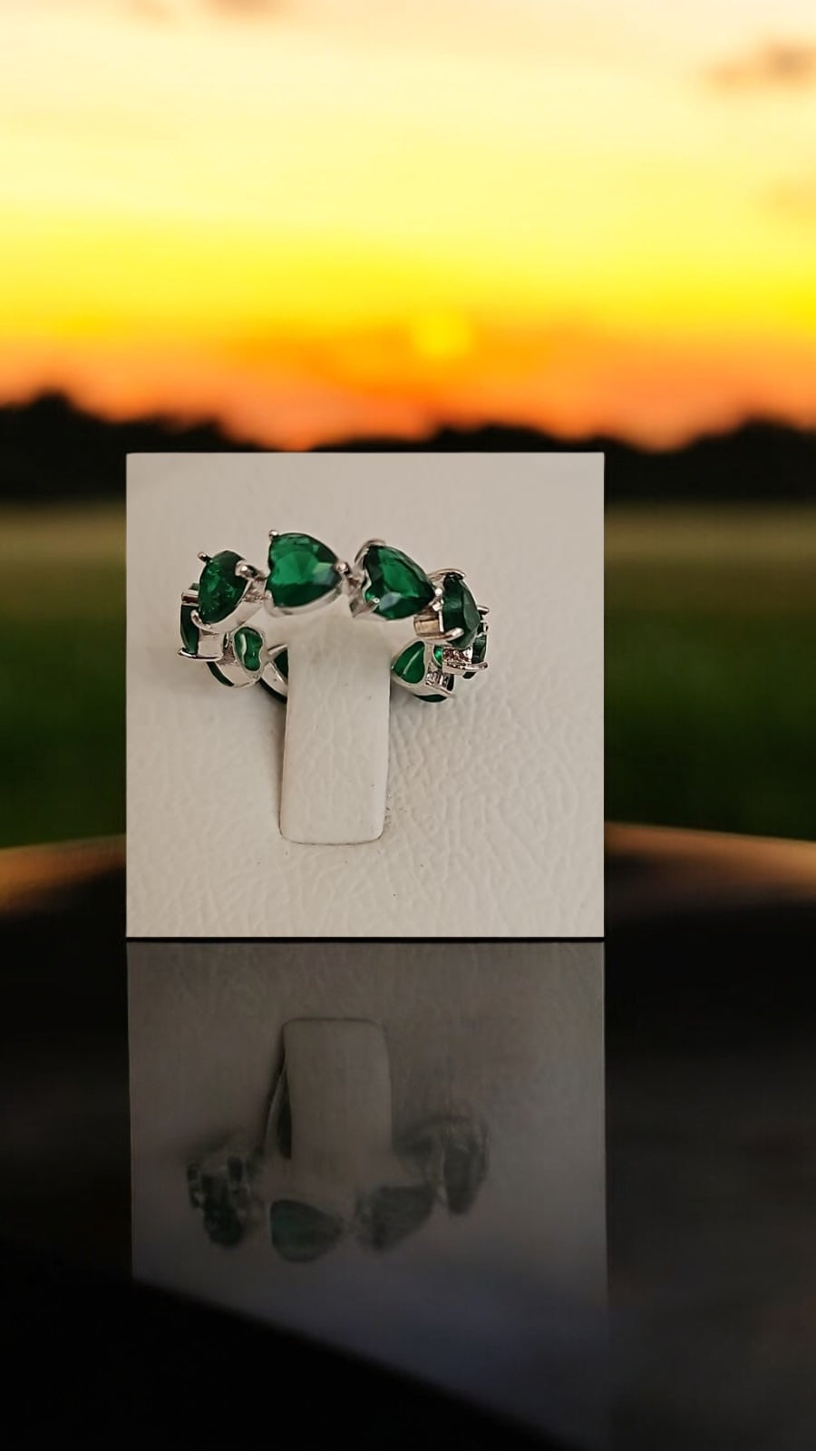 92109-RN Cz Adjustable Ring Green