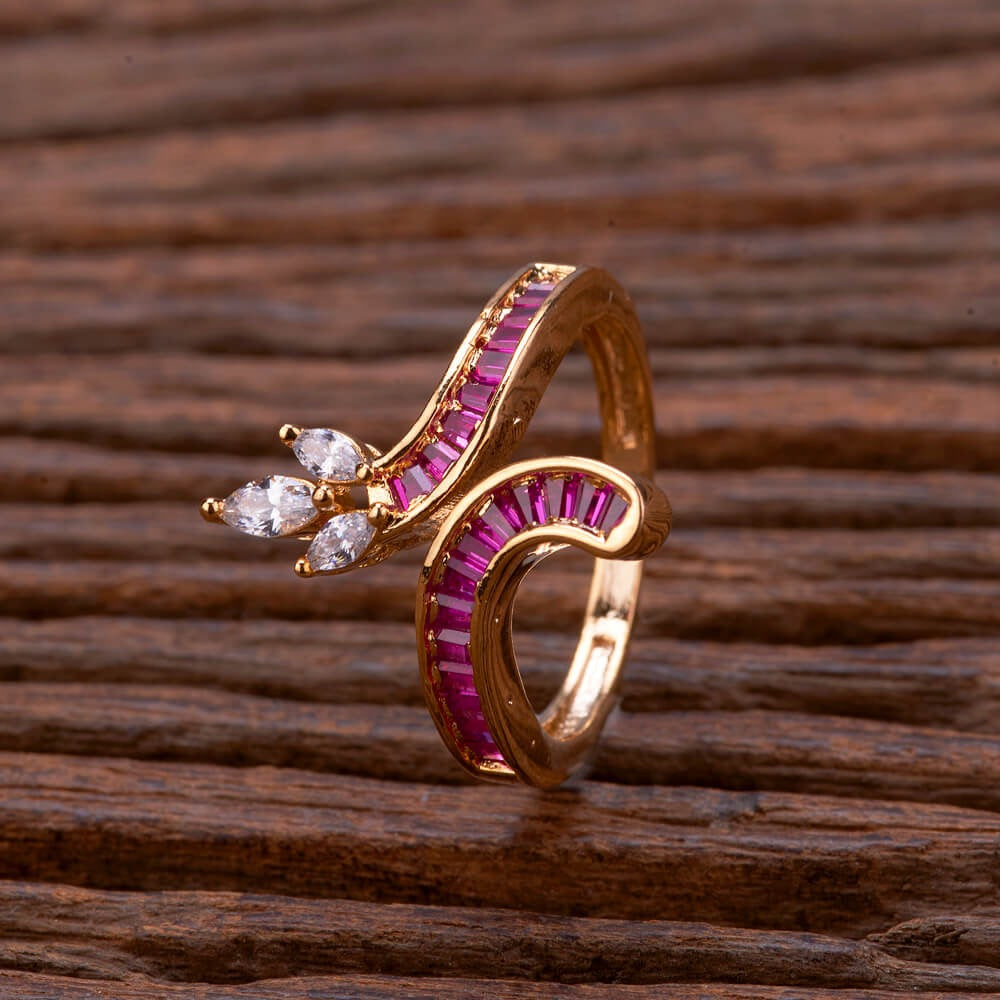 432973 Cz Classic Ring With Rhodium Gold Plating-Gold