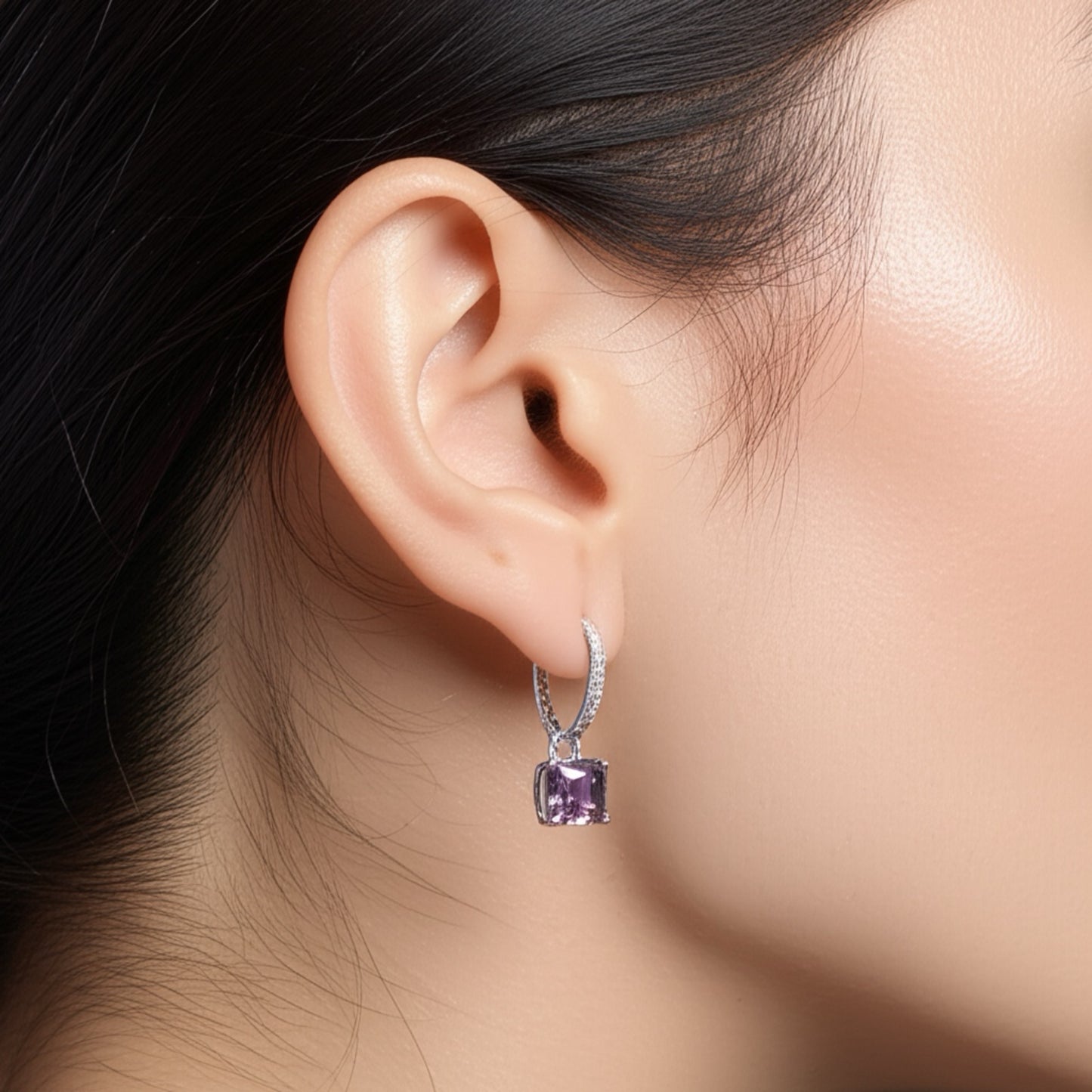 427434 Cz Changeable Stone Earring With Rhodium Plating