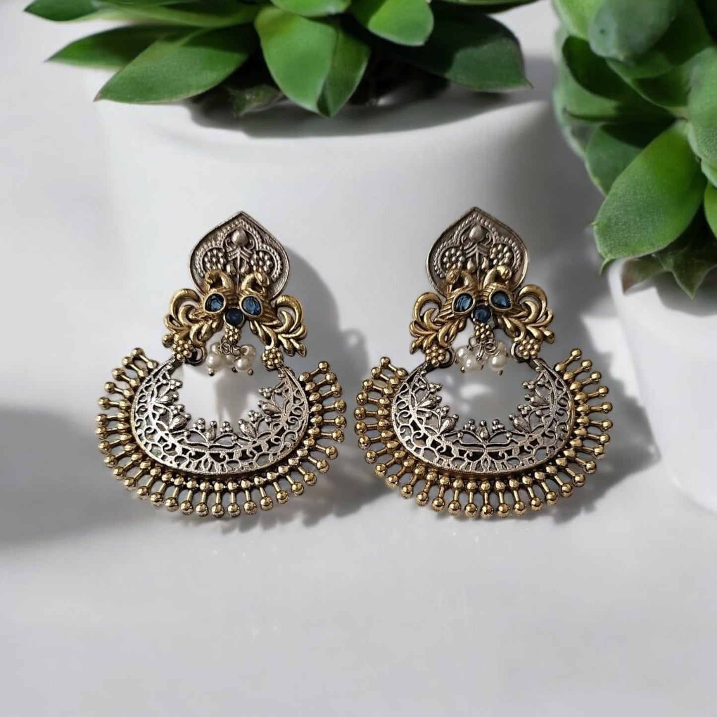 808654 Pretty Precious Fashion Oxidised Silver Stylish Party Wear Earrings for Women and Girls