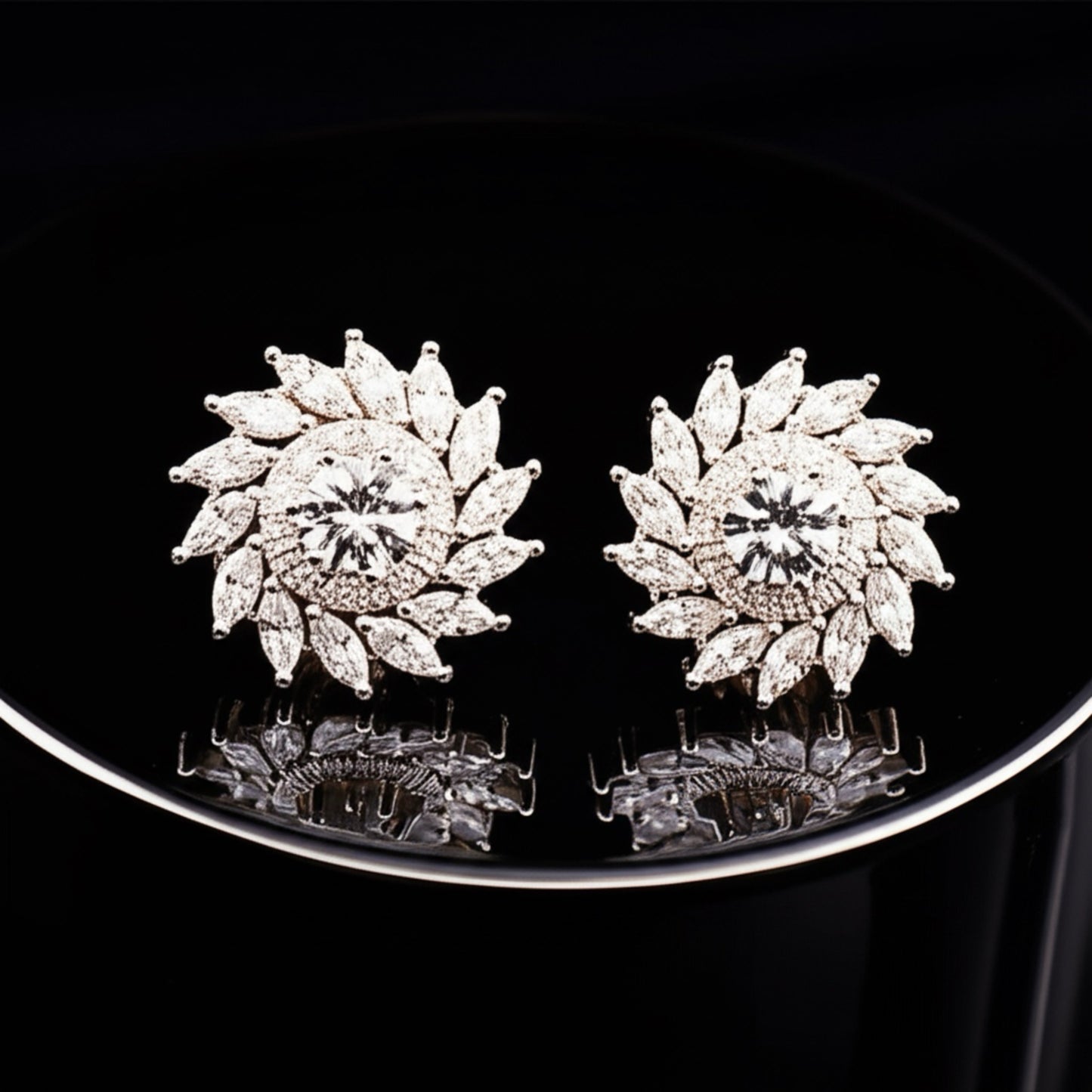 91959-ER CZ Earring With Gold/Rhodium Plating