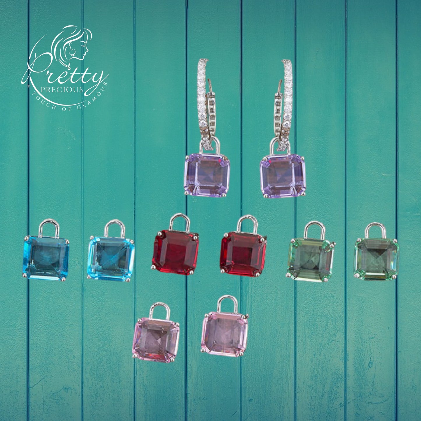 427434 Cz Changeable Stone Earring With Rhodium Plating