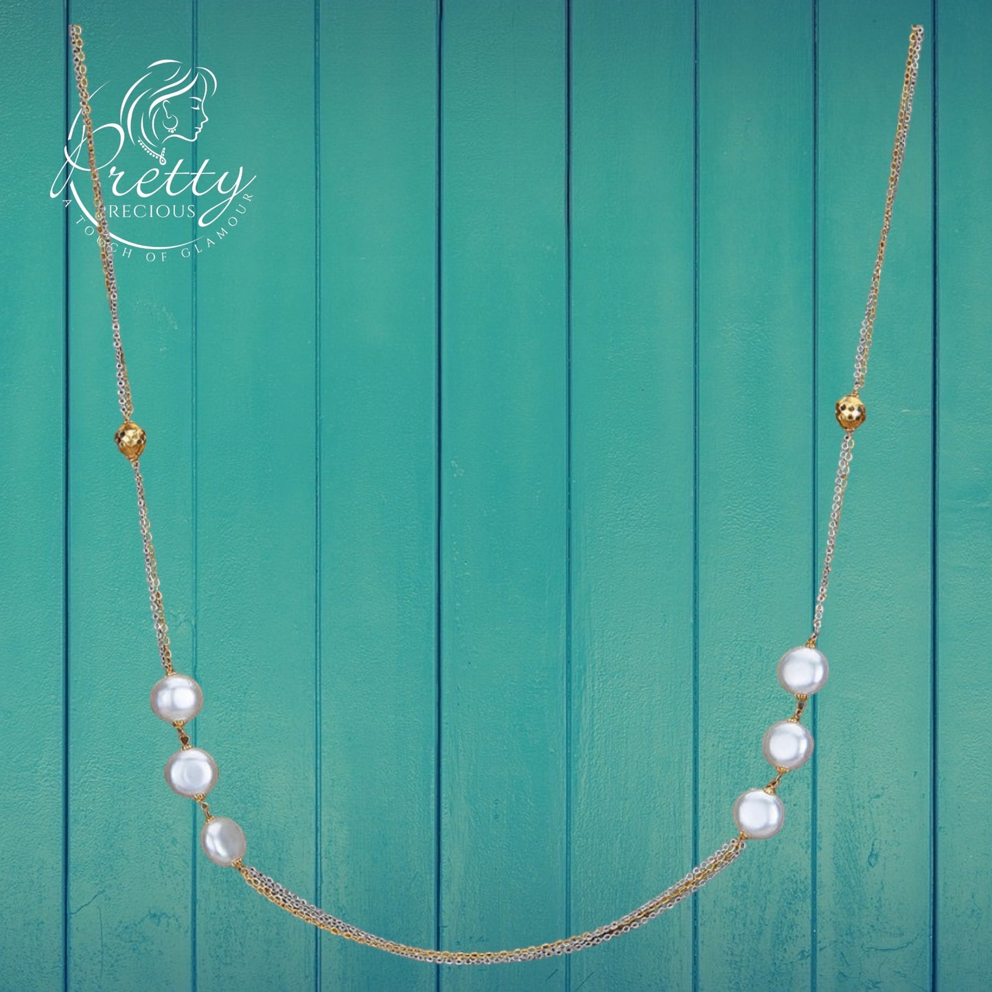 427563 Cubic Zirconia Mala Necklace With 2 Tone Plating