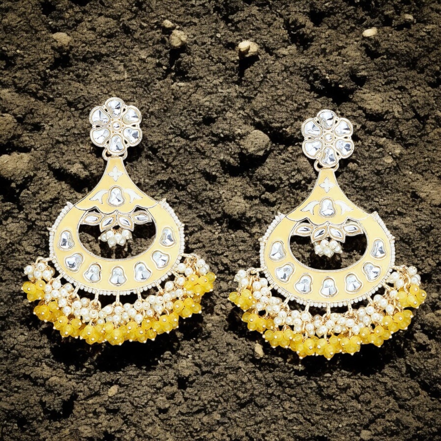 110721-Indo Western (Kundan) Earring-Yellow