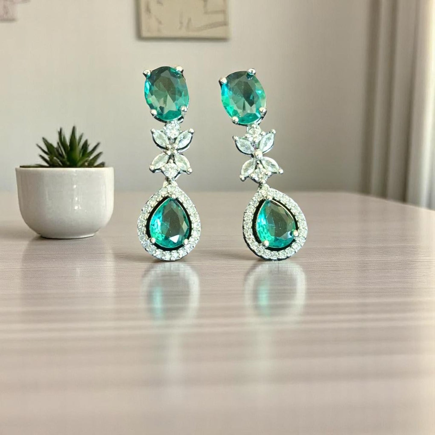 91409-ER CZ Earring With Gold/Rhodium Plating