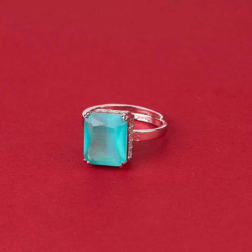 438343 Cz Delicate Ring With Rhodium Plating-Mint