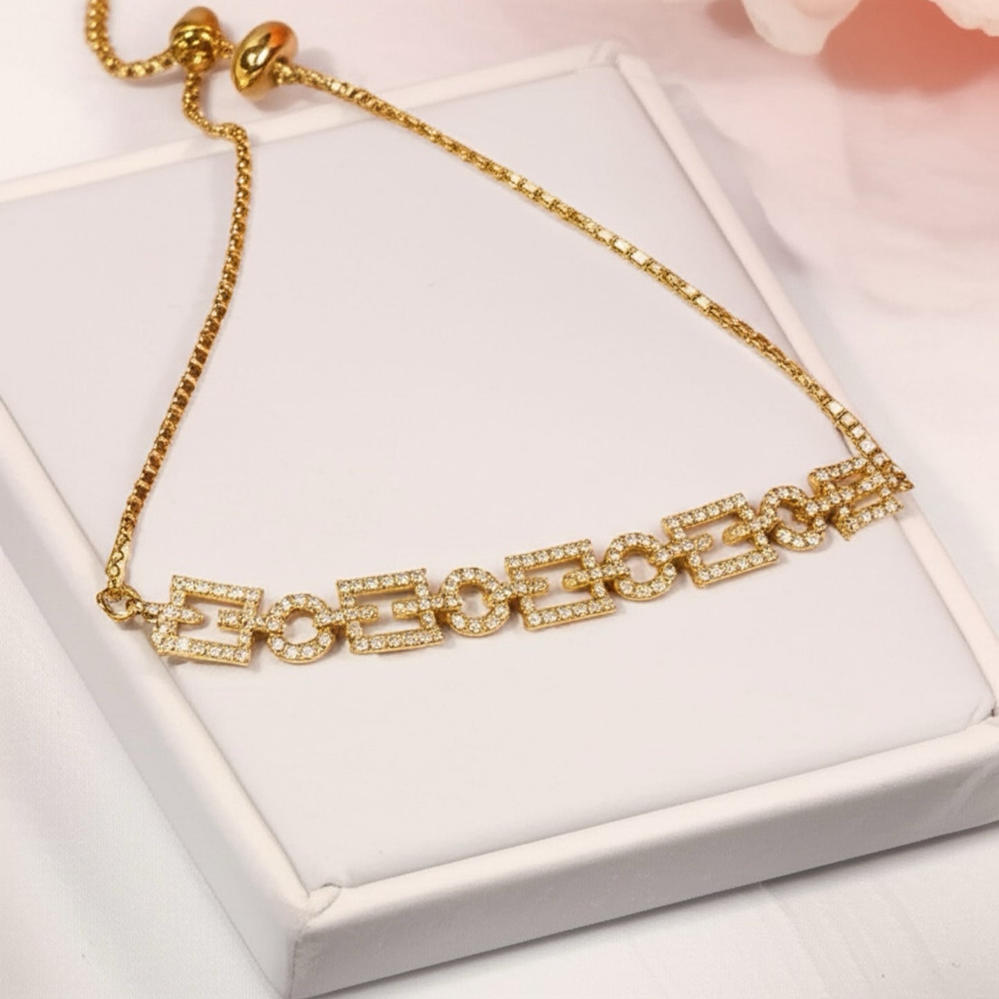 92759-BR Adjustable Bracelet With Rhodium Plating