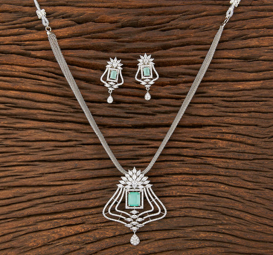421815 Cz Classic Pendant Set With Rhodium Plating