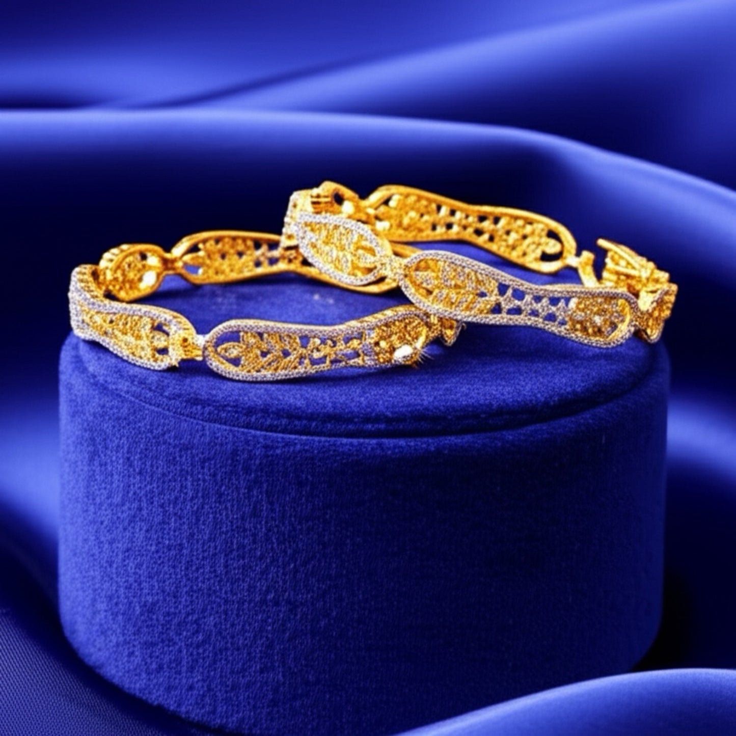 435223 Cz Bangles With Gold Plating - 2 Tone-Size 2.6
