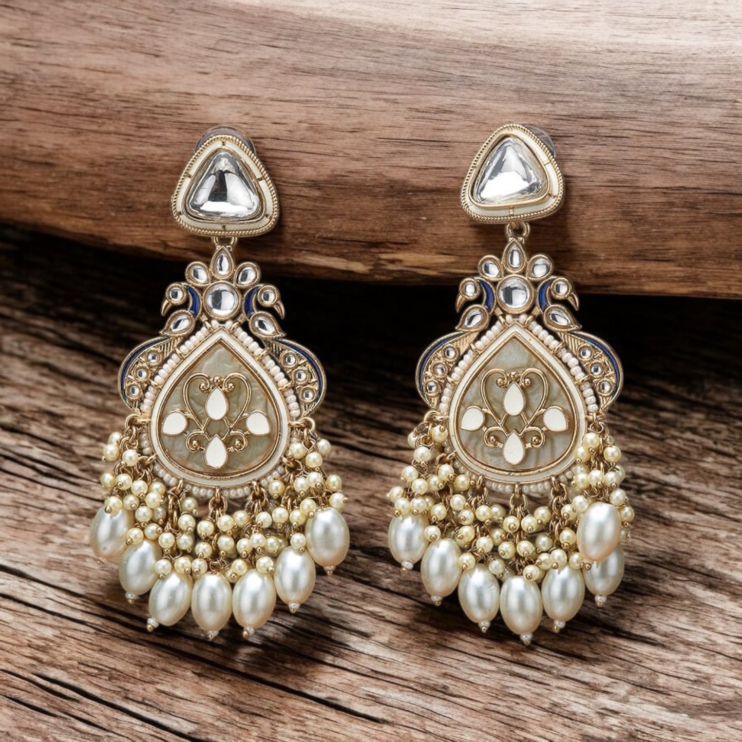 111329-Indo Western (Kundan) Earring-Pearl