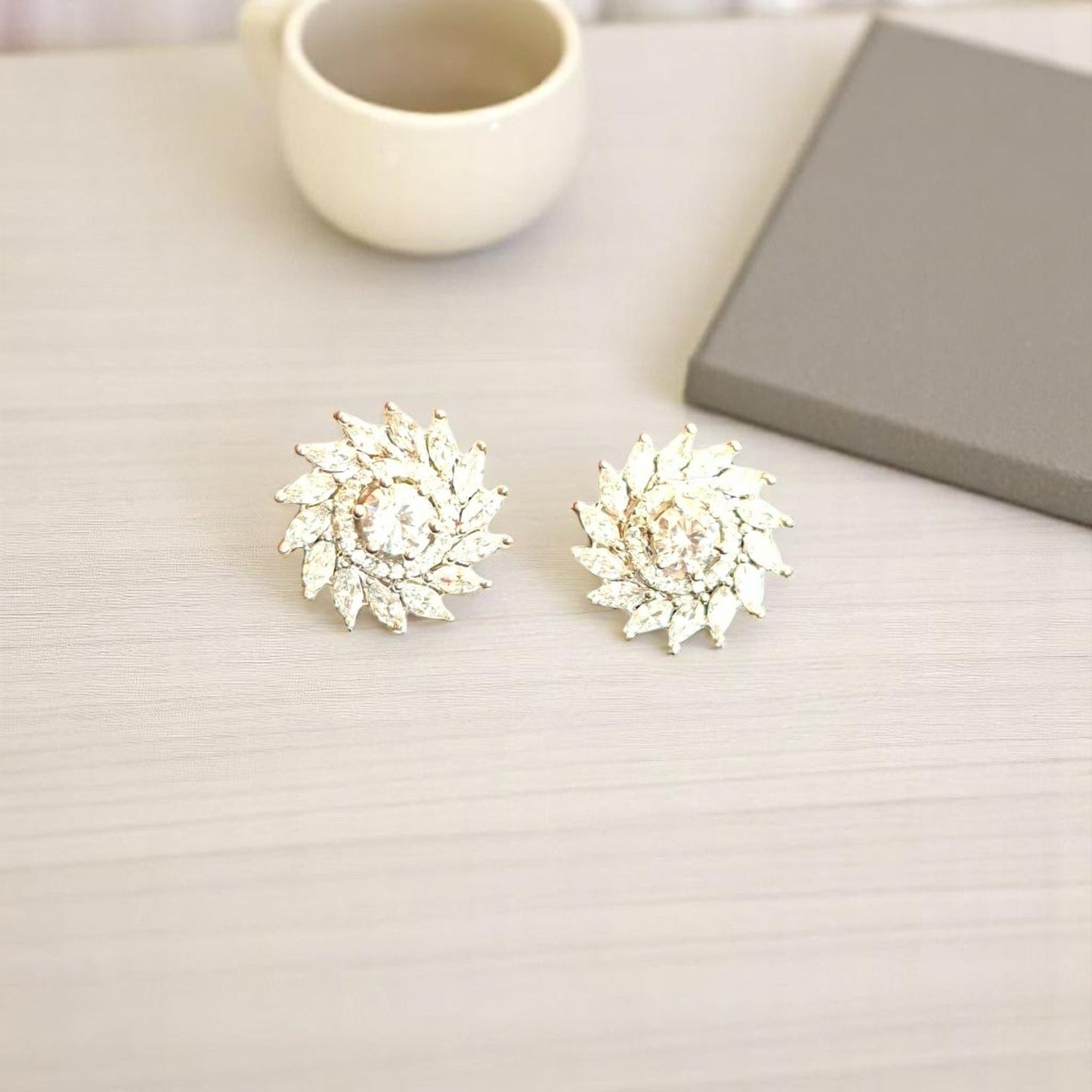 91959-ER CZ Earring With Gold/Rhodium Plating