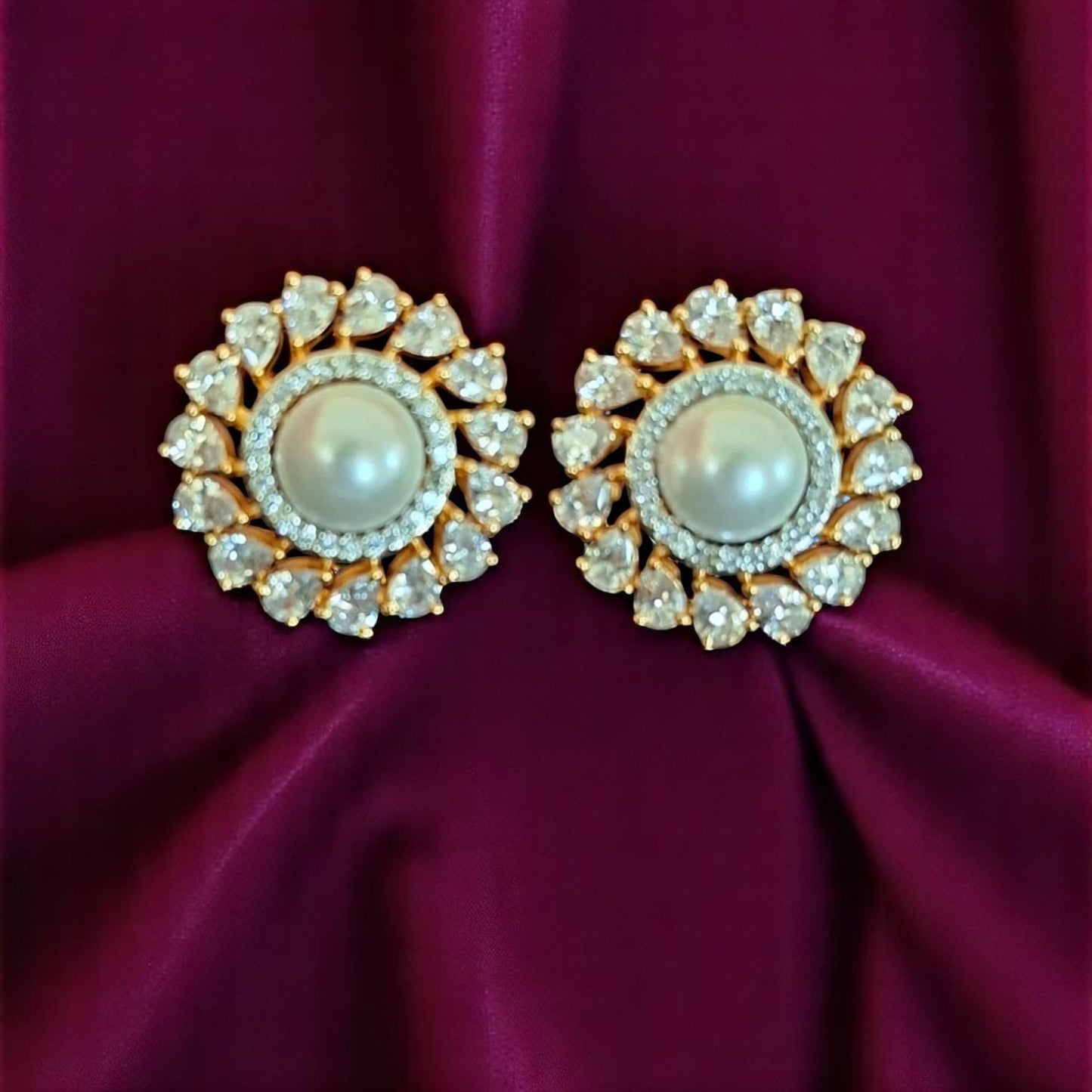 92409-ER CZ Earring With Gold/Rhodium Plating