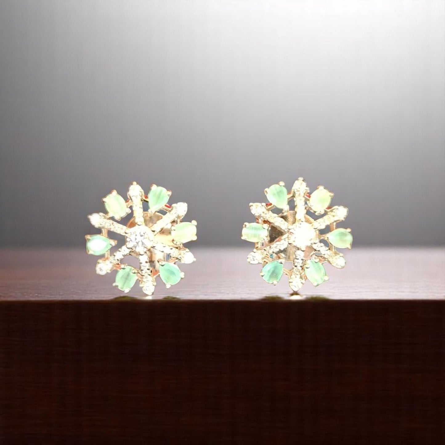 92459-ER  CZ Earring With Gold/Rhodium Plating-Mint