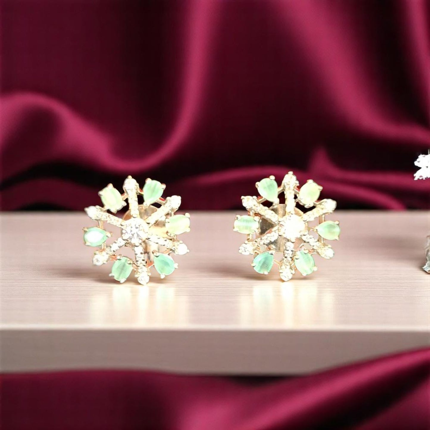 92459-ER  CZ Earring With Gold/Rhodium Plating-Mint