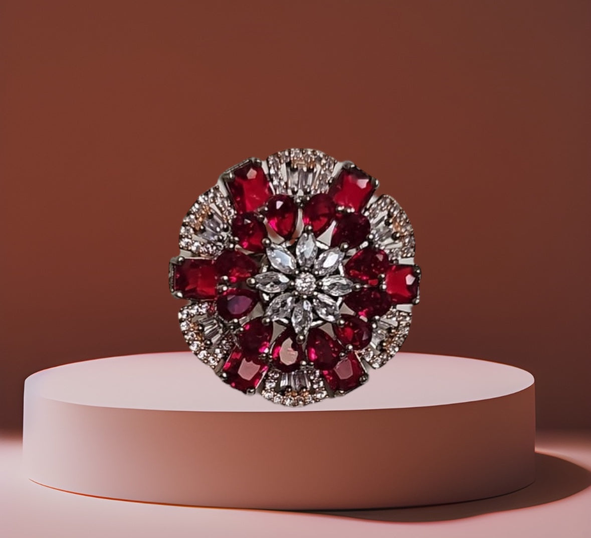 40195 Cz Adjustable Ring Ruby