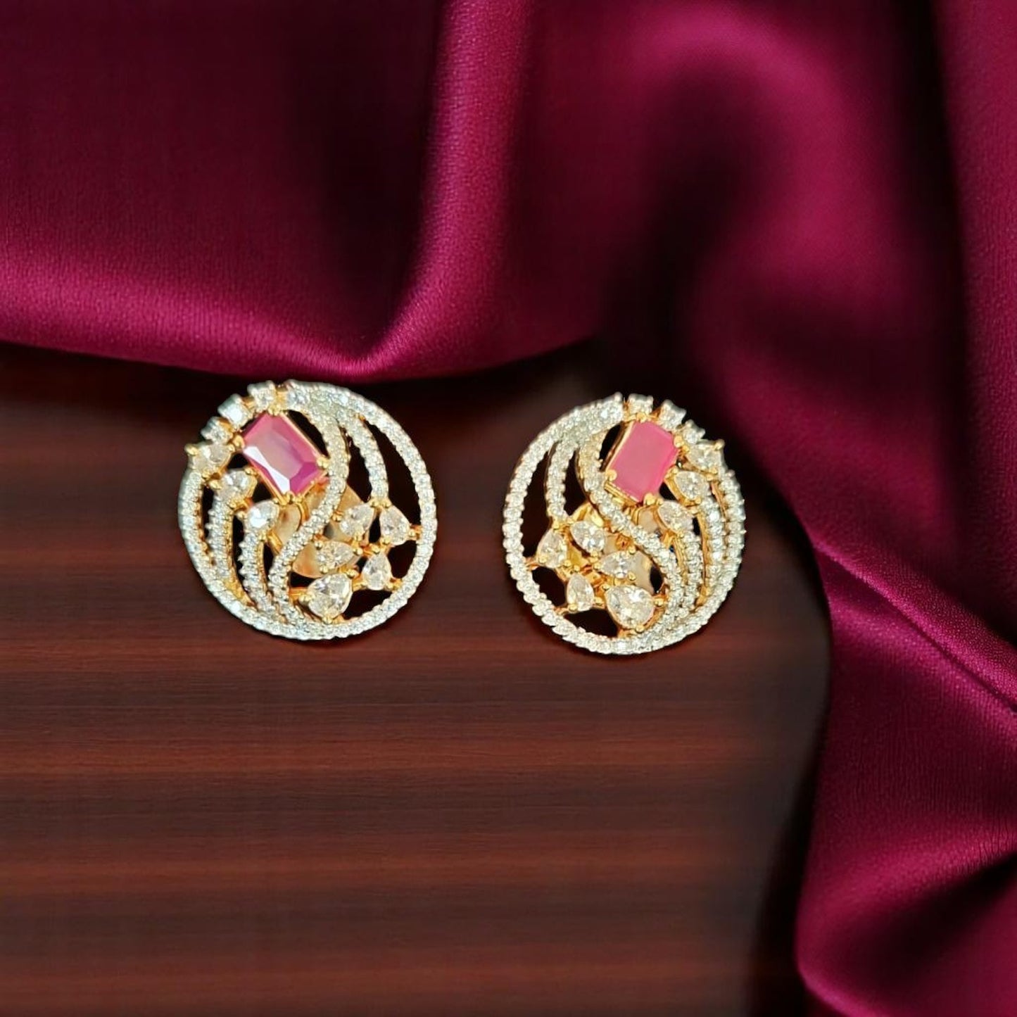 92909-ER CZ Earring With Gold/Rhodium Plating