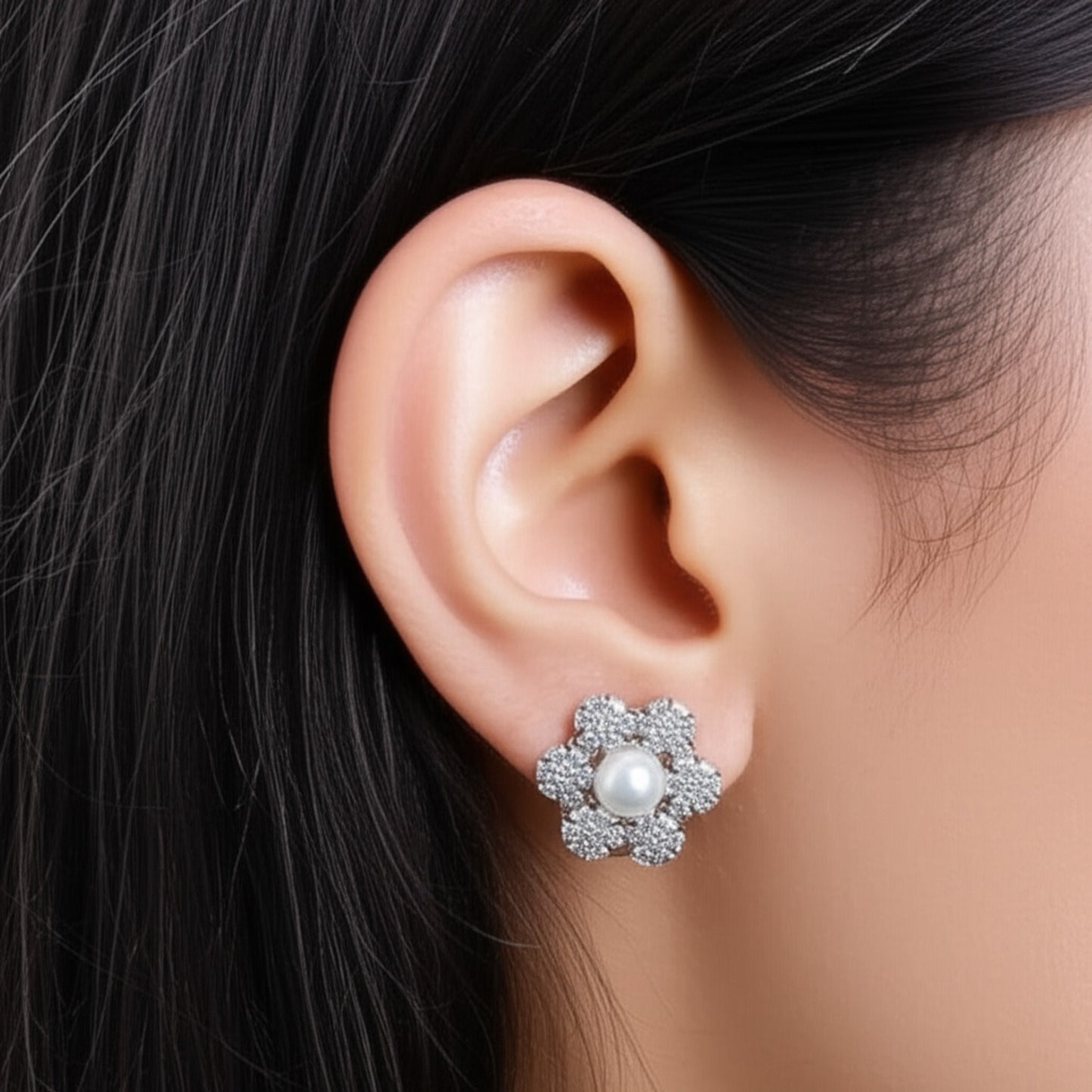 91609-ER CZ Earring With Gold/Rhodium Plating
