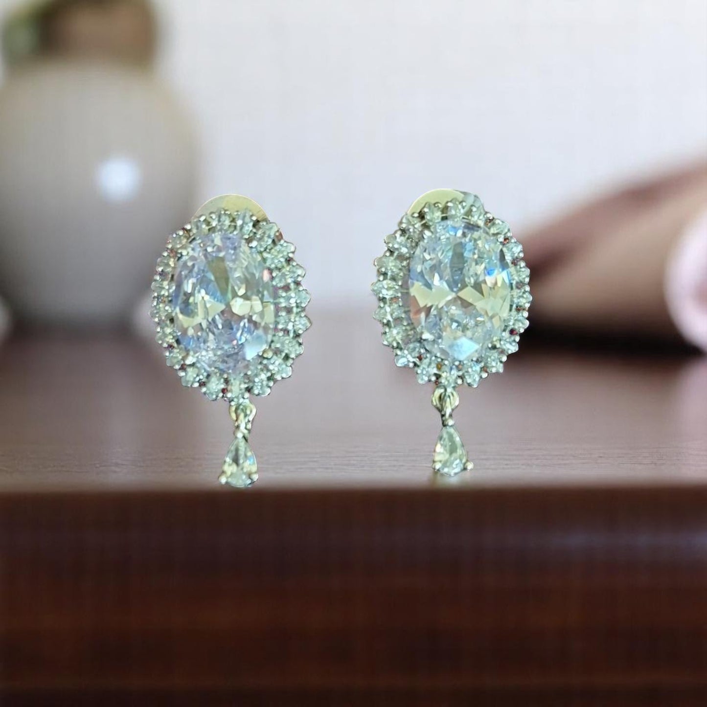 93109-ER CZ Earring With Gold/Rhodium Plating