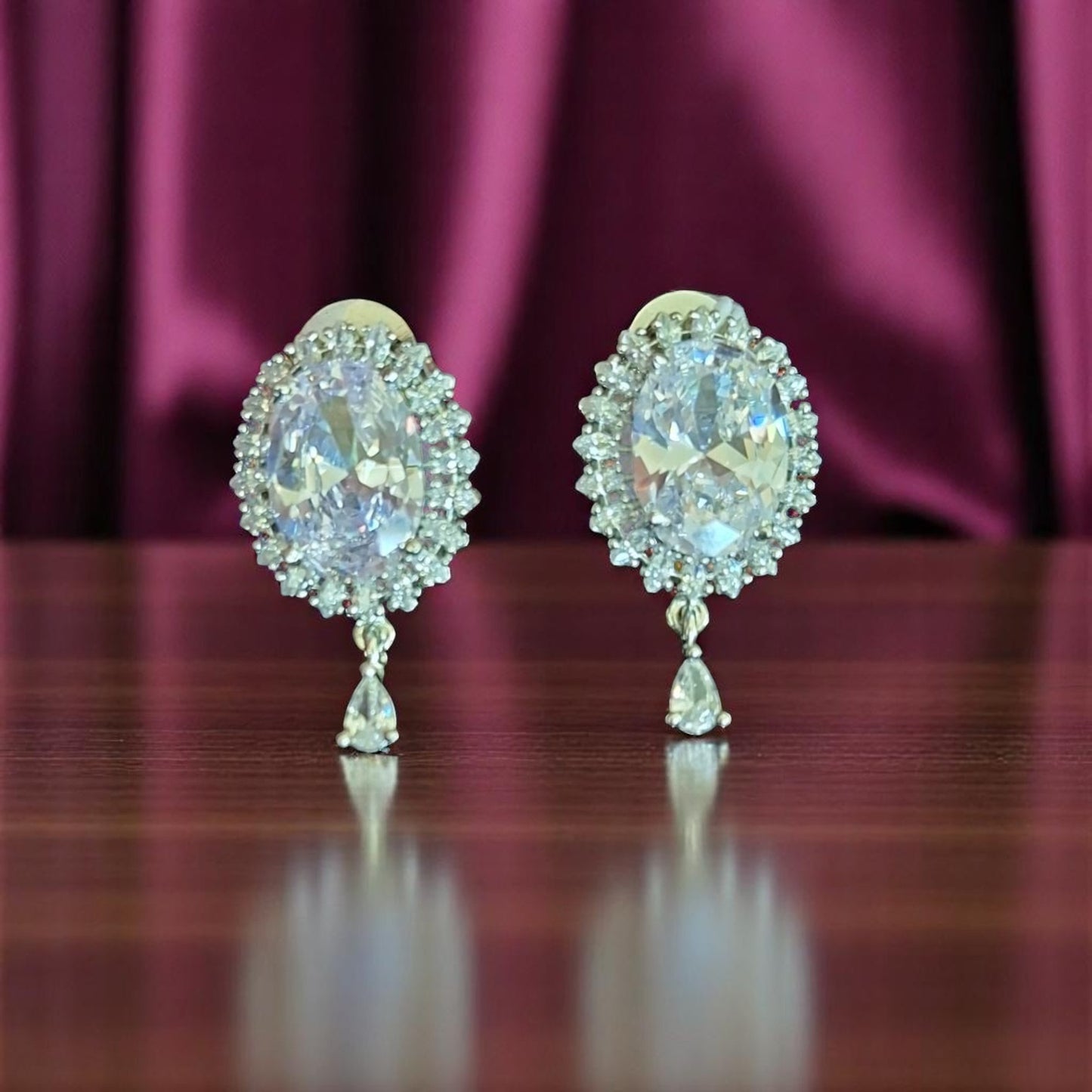 93109-ER CZ Earring With Gold/Rhodium Plating