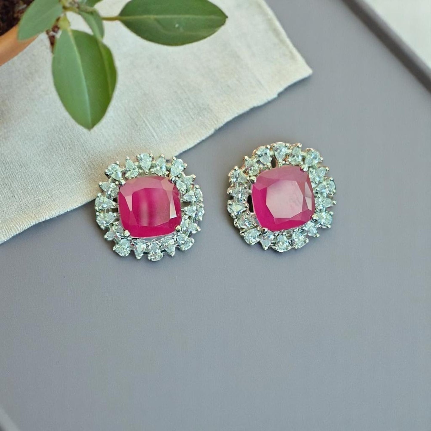 93259-ER  CZ Earring With Gold/Rhodium Plating-Design 1