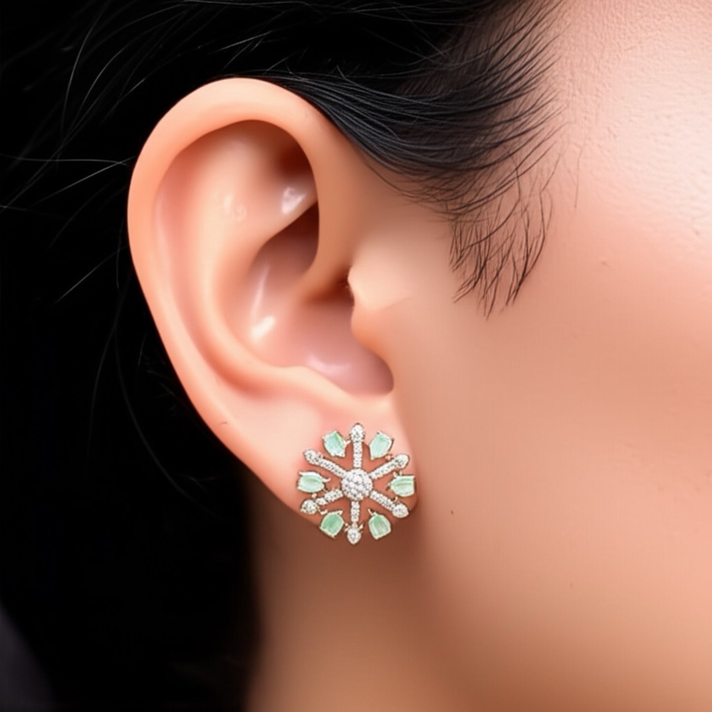 92459-ER  CZ Earring With Gold/Rhodium Plating-Mint
