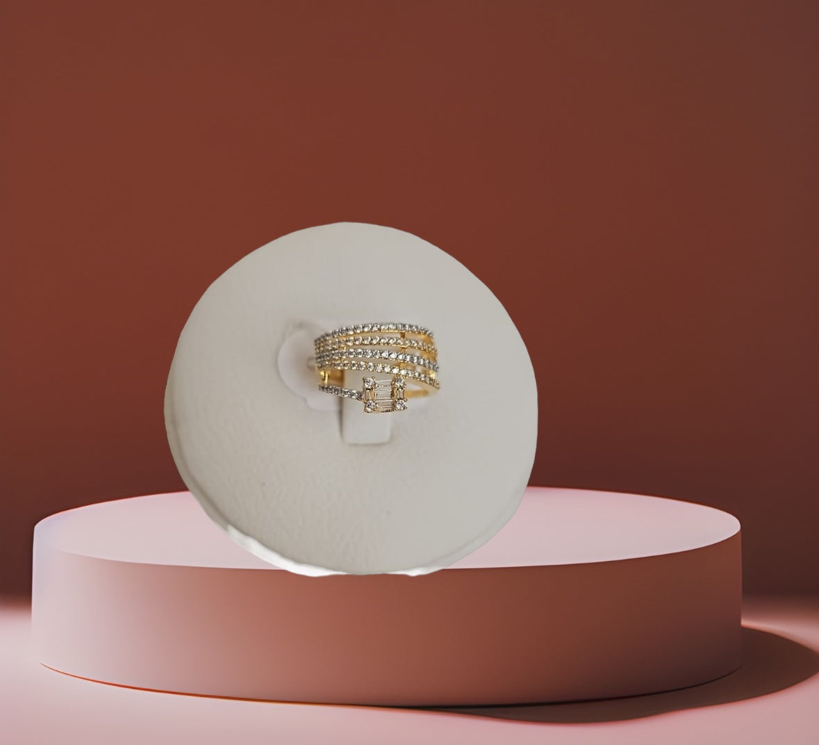 421147 Cz Adjustable Ring 2 Tone