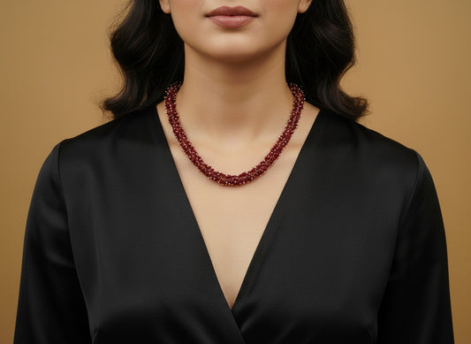 1041 Cubic Zirconia Mala Necklace-Ruby