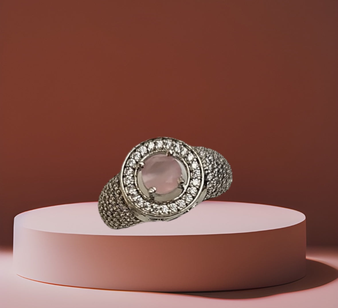 92409-RN Cz Adjustable Ring Pink