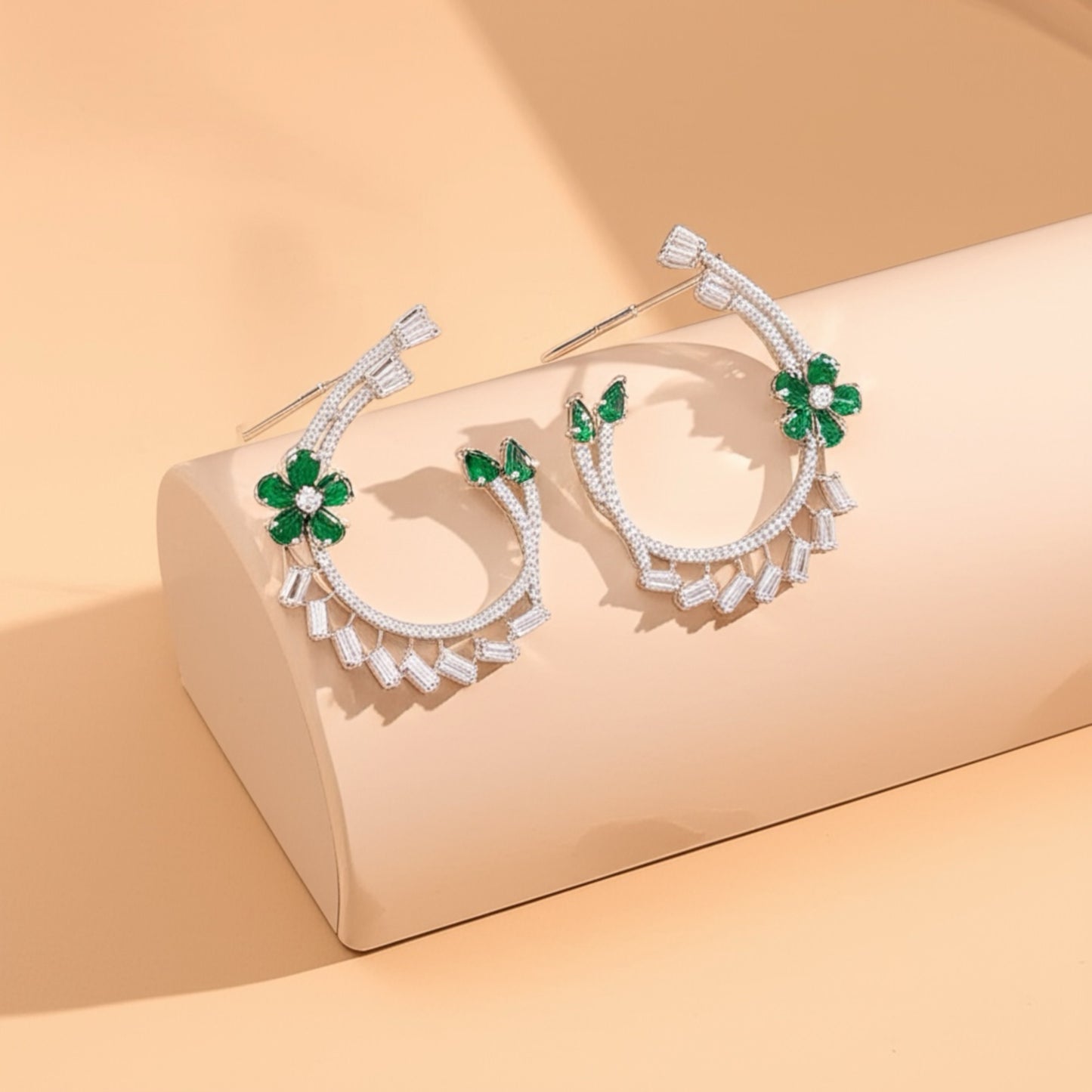 435693 CZ Earring With Gold/Rhodium Plating