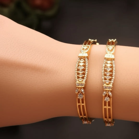 435065 Cz Bangles With Two Tone Plating-Size 2.6