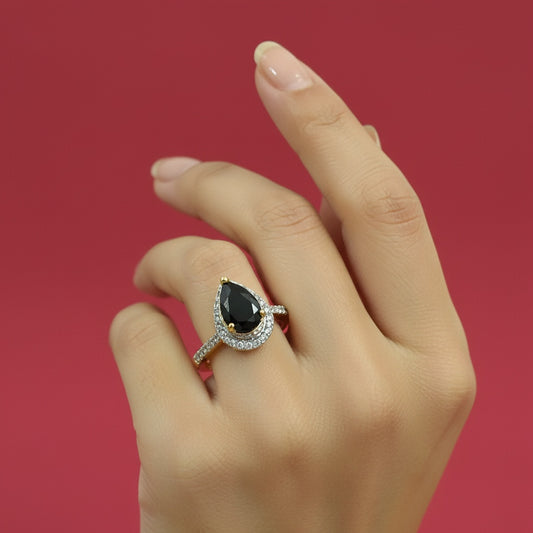 438836 Cubic Zirconia Adjustable Ring With 2 Tone Plating-Blue